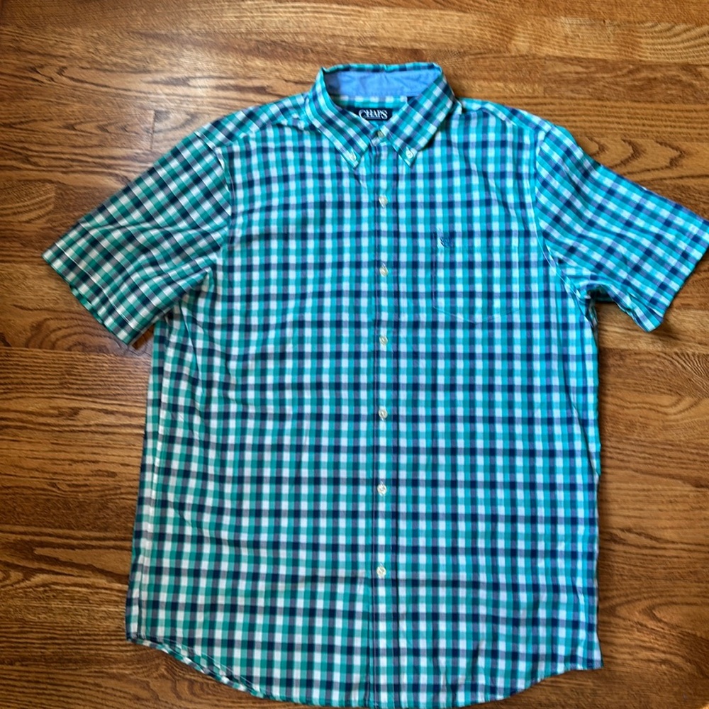 Chaps Short Sleeve Button Down Shirt, Size Large
